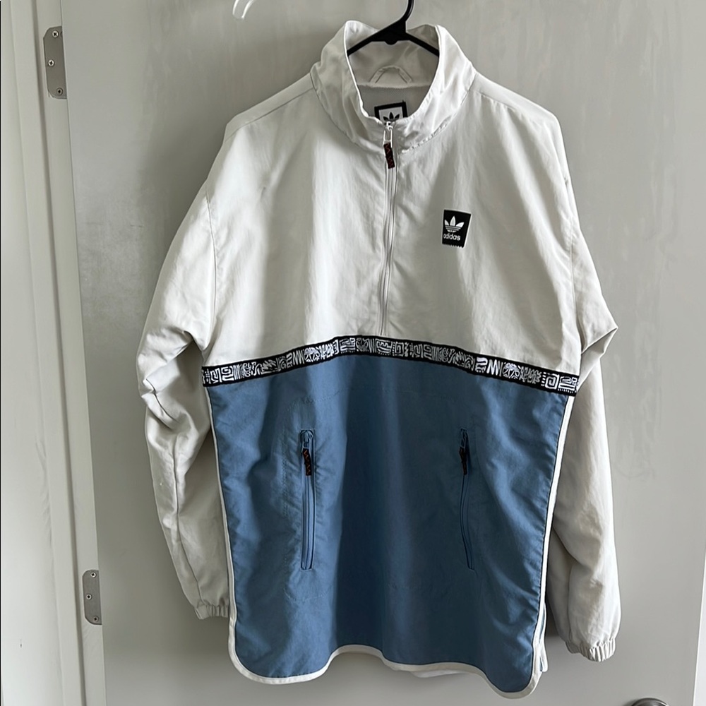 Adidas | Quarter Zip White Mesh Jacket with Logo